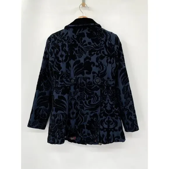 Free People vintage blue paidsley short pea coat - Picture 4 of 5